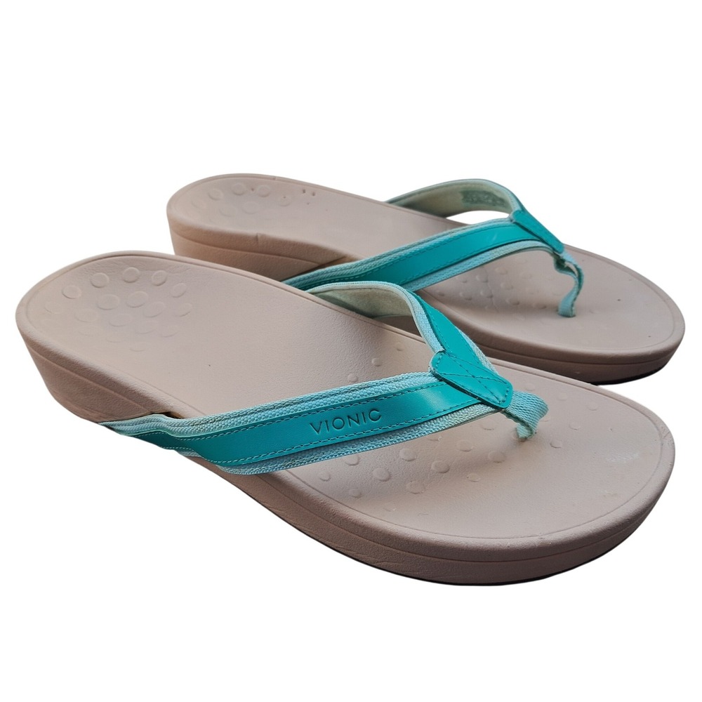 Vionic High Tide Teal Platform Flip Flop Sandals Womens 10 Wide 380HIGHTIDE